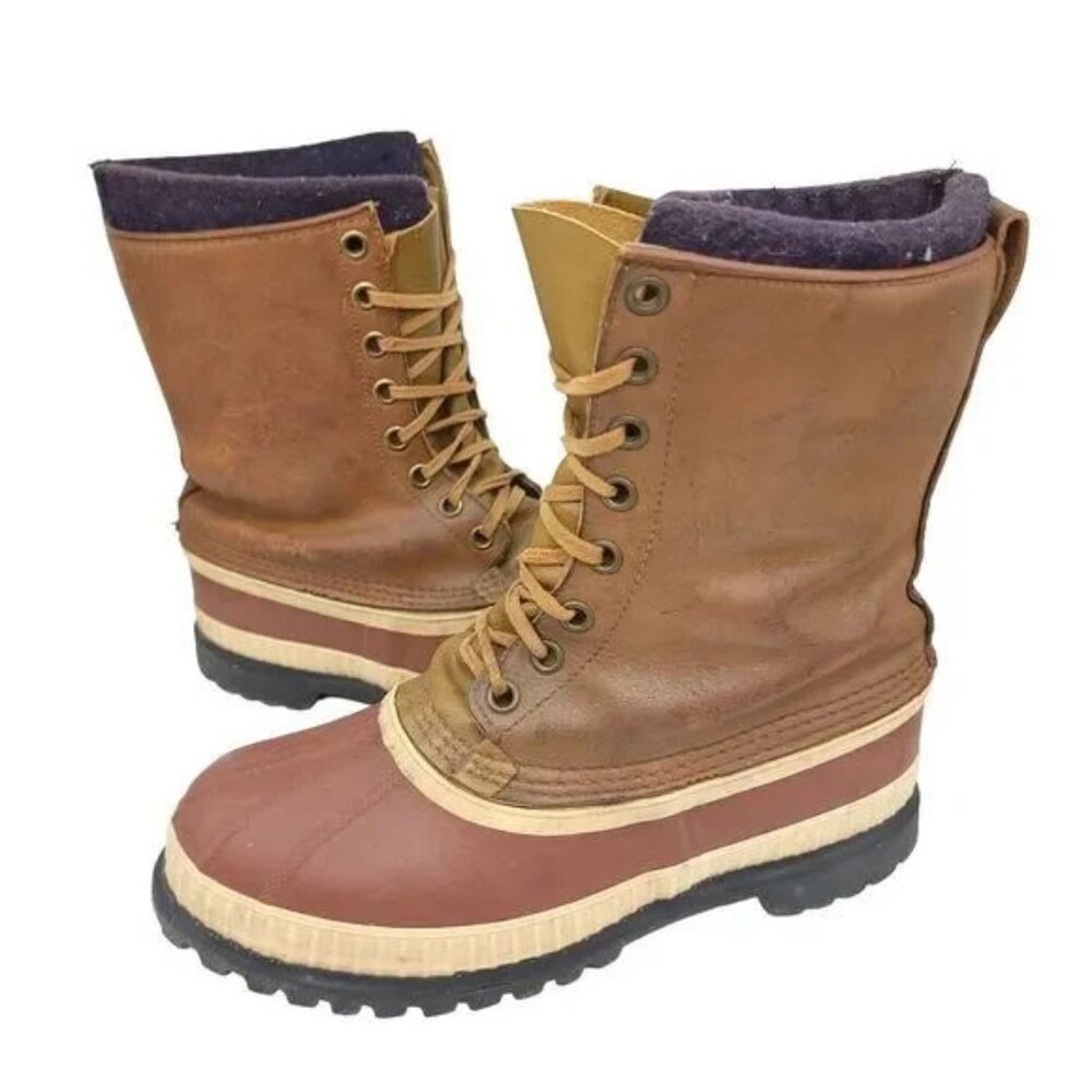 Sorel Kaufman Canada Mens Winter Rubber Duck Boots Brown Size 9? Probably a 10